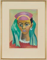 Maggie Laubser; Portrait of a Malay Woman in a Headdress