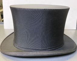 A gentleman's silk top hat, Scott & Co, Piccadilly, and a faille collapsible opera hat, Robert Heath, Knightsbridge, early 20th century