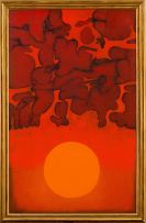 Douglas Portway; Red Sky with Sun and Clouds