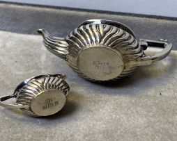 An Elizabeth II silver miniature five-piece tea service, John Rose, Birmingham, 1956