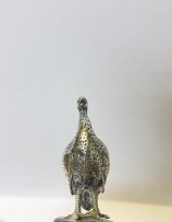 A silver cast Guinea Fowl table sculpture, Patrick Mavros, Harare, 1980s