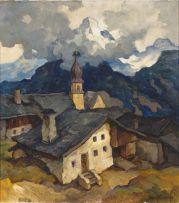 Carl Knauf; Village in an Alpine Landscape