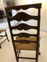 Three elm ladderback side chairs, 19th century