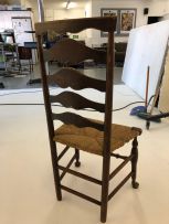 Three elm ladderback side chairs, 19th century