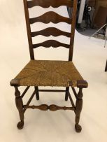 Three elm ladderback side chairs, 19th century