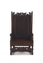 A beech and oak hall armchair, 18th century with later 19th century elements