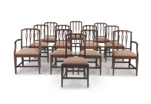 A set of twelve George III style mahogany chairs, 20th century