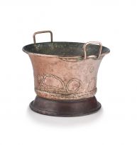 A copper two-handled vessel
