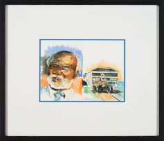 Willie Bester; Portrait of a Man and Freight Train