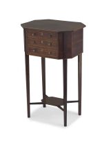 A George III mahogany and inlaid sewing table