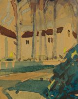 Sydney Carter; View of Gabled Buildings
