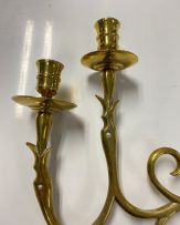 A brass seven-light candelabra