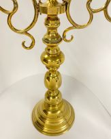 A brass seven-light candelabra