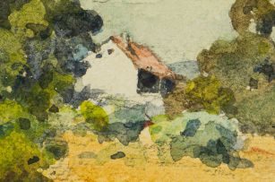 Erich Mayer; Landscape with Farm House