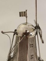 A Dutch silver spice tower in the form of a windmill, 1814-1953, .833 standard