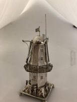 A Dutch silver spice tower in the form of a windmill, 1814-1953, .833 standard