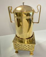 A Cape brass coffee urn and konfoor, T.C. Falck, Robertson, 20th century