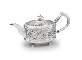 A George III silver teapot, Thomas Harper, Thomas Hobbs, Thomas Holland, London, 1805