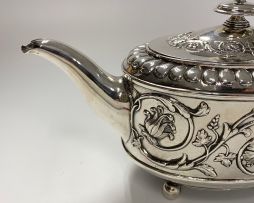 A George III silver teapot, Thomas Harper, Thomas Hobbs, Thomas Holland, London, 1805