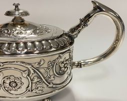 A George III silver teapot, Thomas Harper, Thomas Hobbs, Thomas Holland, London, 1805