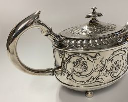 A George III silver teapot, Thomas Harper, Thomas Hobbs, Thomas Holland, London, 1805