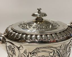 A George III silver teapot, Thomas Harper, Thomas Hobbs, Thomas Holland, London, 1805