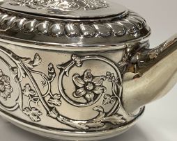 A George III silver teapot, Thomas Harper, Thomas Hobbs, Thomas Holland, London, 1805