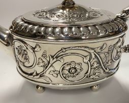 A George III silver teapot, Thomas Harper, Thomas Hobbs, Thomas Holland, London, 1805