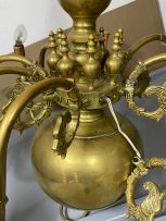 An eight-light brass chandelier, possibly Austro-Hungarian, 19th century