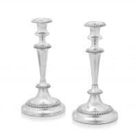 A pair of silver-plated candlesticks, Mappin & Webb Ltd, 20th century