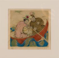 Elyse Ashe Lord; Couple in a Boat; Young Girl, two
