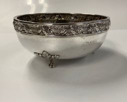A George V silver rose bowl, Albert Edward Jones, Birmingham, 1918 retailed by Debenhams Ltd