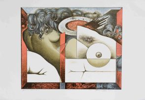 Armando Baldinelli; Abstract Figure in an Interior