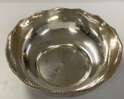 A Persian silver bowl and stand, 20th century