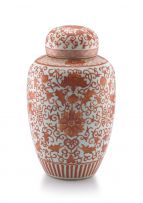 A Chinese iron-red enamelled vase and cover, Qing Dynasty, late 19th century