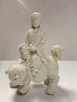 A Chinese blanc-de-chine figure of Guanyin, Qing Dynasty, 18th/19th century