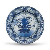 A Japanese Arita blue and white dish, late 17th century