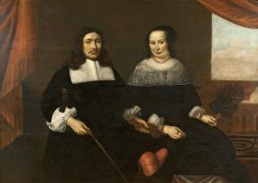 Dutch School, 17th Century; Double Portrait of a Gentleman with his Wife