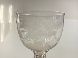 A large clear and engraved glass presentation goblet, 19th century