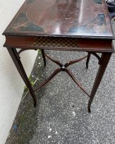 An Edwardian mahogany and painted chinoiserie occasional table