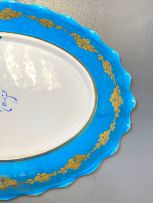 A 'Sèvres' style turquoise and gilt oval dish, late 19th century