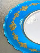 A 'Sèvres' style turquoise and gilt oval dish, late 19th century