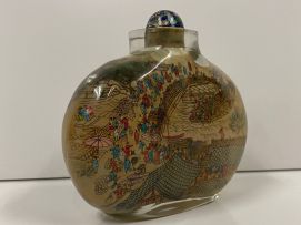 A large Chinese inside-painted glass snuff bottle, People's Republic, 1949-