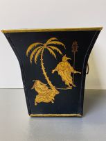 Four Italian tôleware green, black and gilt painted metal planters, mid 20th century