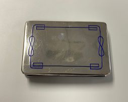 A silver and enamel card case, .800 standard