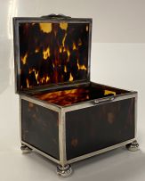 A George V tortoiseshell and silver-mounted box, Grey & Co, Chester, 1910