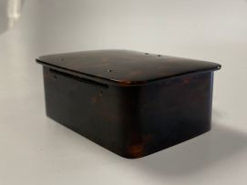 A George V silver and tortoiseshell-mounted jewellery box, marks indistinct, possibly Birmingham, 1925