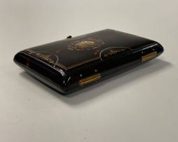 A Victorian tortoiseshell mother-of-pearl and gilt inlaid calling card case