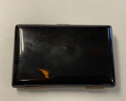 A Victorian tortoiseshell mother-of-pearl and gilt inlaid calling card case
