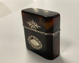 A George V miniature silver and tortoiseshell box, Levy & Salaman, Birmingham, 1913